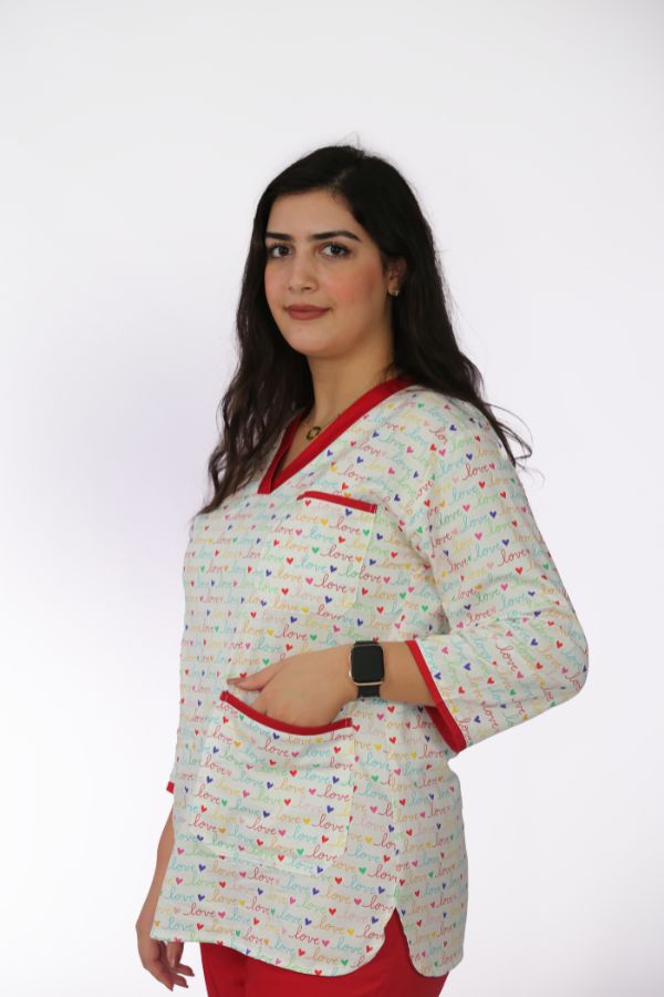 Pyjama Imprime Amour - Rouge